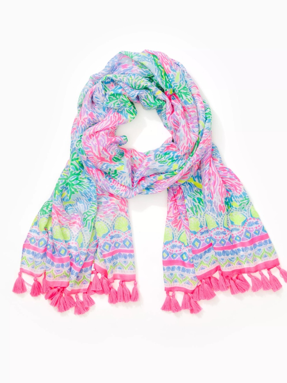 NWOT Lilly Pulitzer Resort Multicolor Tassel Scarf - Picture 3 of 4